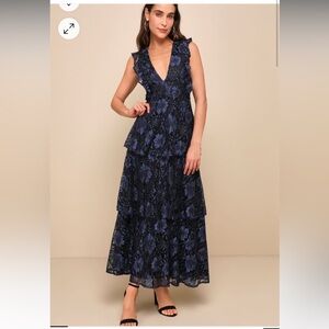 Lulus Molinetta Lace Tiered Maxi Dress